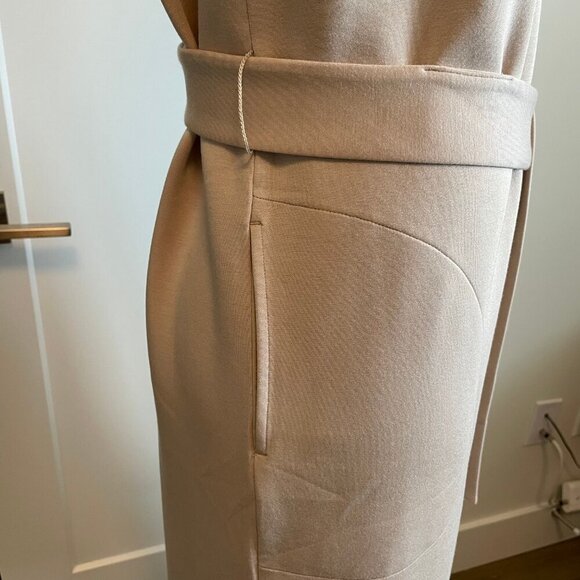 Spanx Aire. Sleeveless Tank Dress w Belt & Shoulder Pads Tahini Tan Sz M NWT - Picture 5 of 15